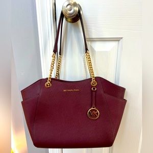 Large maroon Michael Kors tote